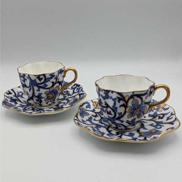 Coalport Other - C 1883 Antique Coalport Mandarin Cobalt Gold Art Nouveau Porcelain Teacup Saucer